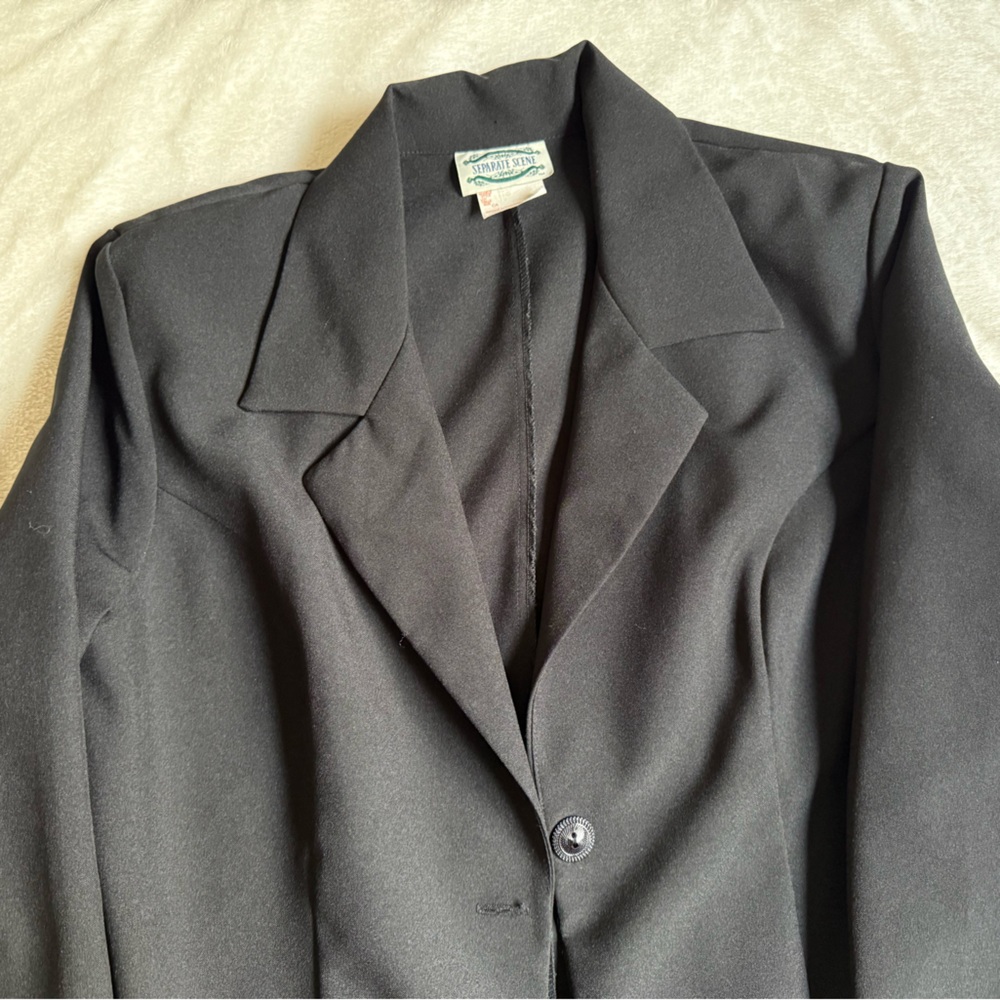 🖤 Vintage Separate Scene Black Long Blazer – Size 16 🖤